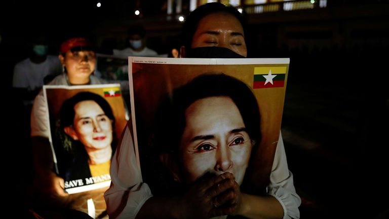 Migrants protested the military junta at a Buddhist temple in Thailand