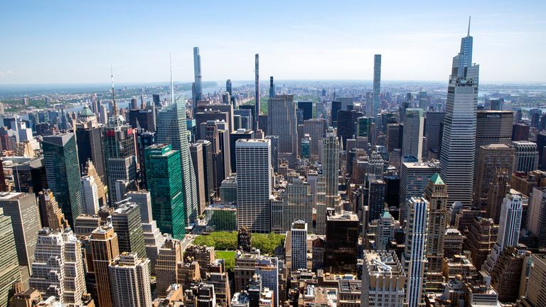 A view of uptown Manhattan from the Empire State Building is seen in New York City on Tuesday, May 18, 2021. (AP Photo/Ted Shaffrey) 