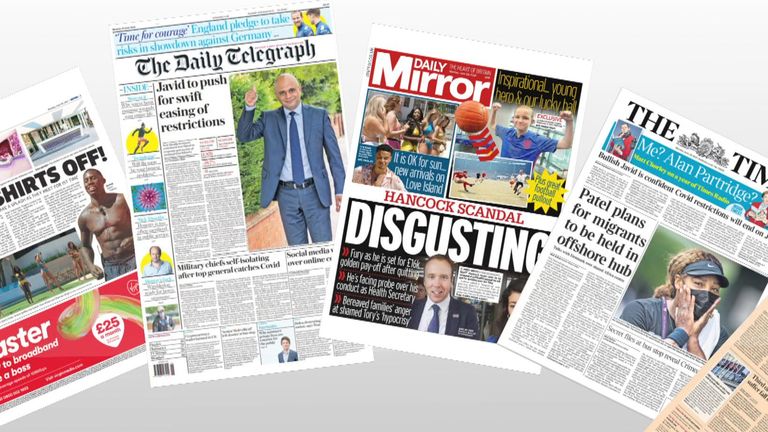 Monday S National Newspaper Front Pages Uk News Sky News