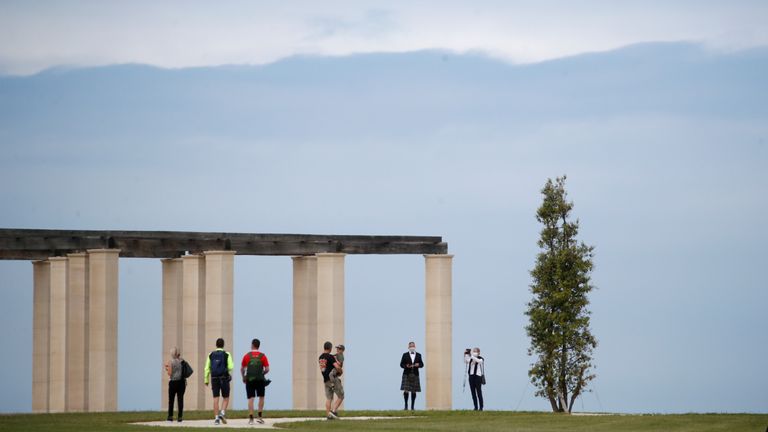 People visit the new British Normandy Memorial at Ver-sur-Mer