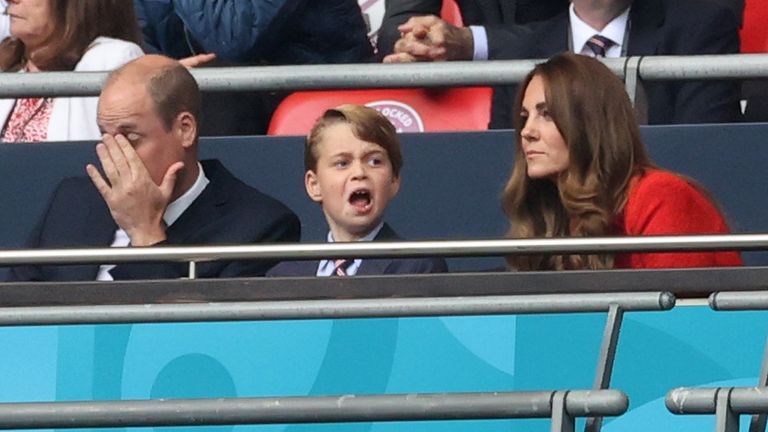 The Duke and Duchess of Cambridge watch them game with Prince George
