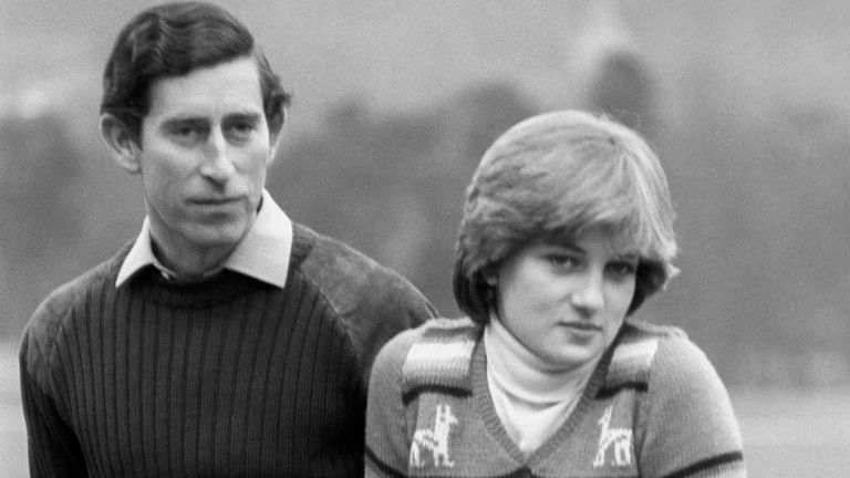 Charles and Diana relaxing on a fence at Balmoral in 1981