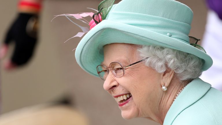The Queen smiles during Royal Ascot in 2021