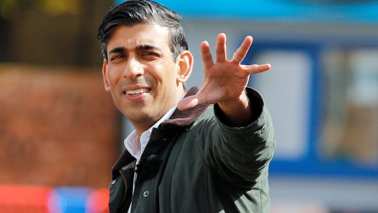 Chancellor of the Exchequer Rishi Sunak during a visit to the Marine Holiday Park in Rhyl, Denbighshire, as part of the Welsh Conservative Party&#39;s Senedd election campaign. Picture date: Wednesday May 5, 2021.