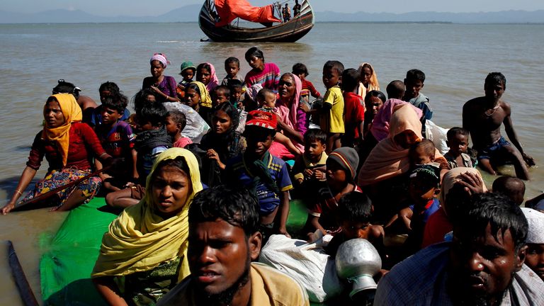 Rohingya refugees arrived in Bangladesh by boat 