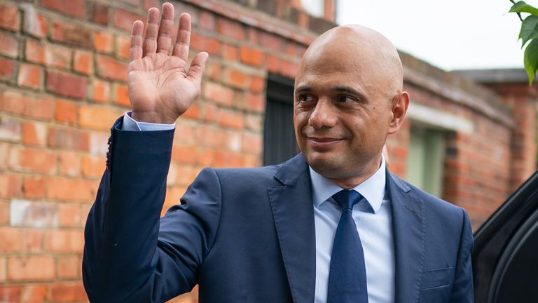 New health secretary Sajid Javid is pictured outside his London home on Sunday