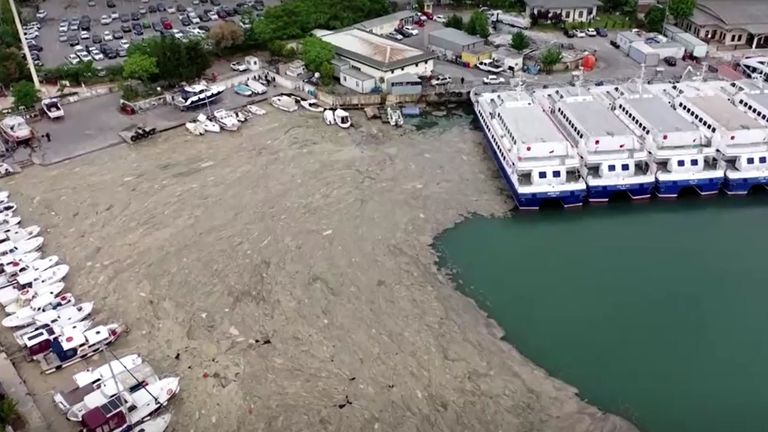 Der Rotz dringt in einen Hafen südlich von Istanbul ein