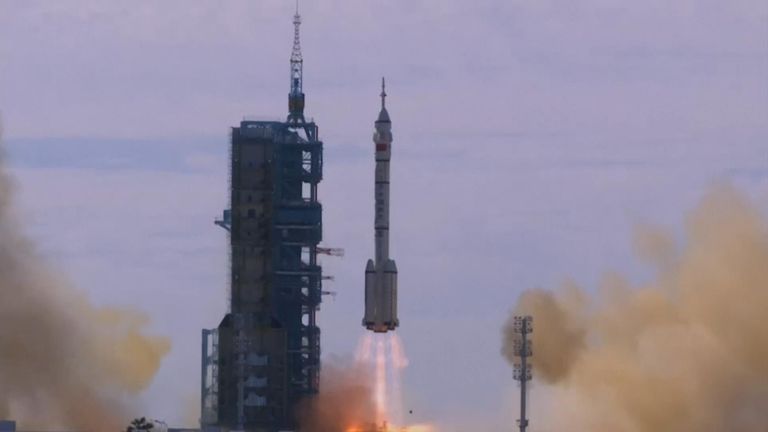 China launched the first three-man crew to its new space station in its first crewed mission in five years Thursday.

The astronauts are traveling in the Shenzhou-12 spaceship launched by a Long March-2F Y12 rocket that blasted off shortly after the target time of 9:22 a.m. (0122 GMT) from the Jiuquan launch center in northwestern China.