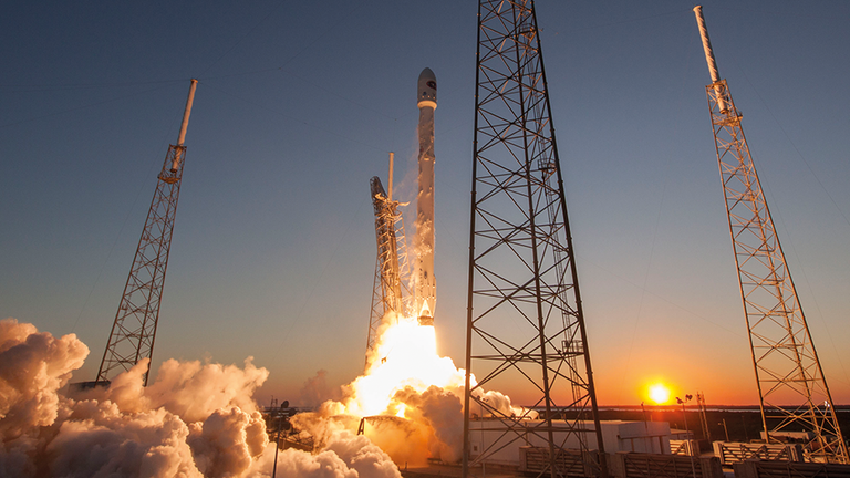 The satellites will launch aboard a SpaceX Falcon 9 rocket. Credit: SpaceX