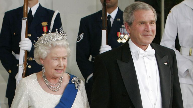 The Queen and George W Bush at the White House in May 2007. Pic: AP