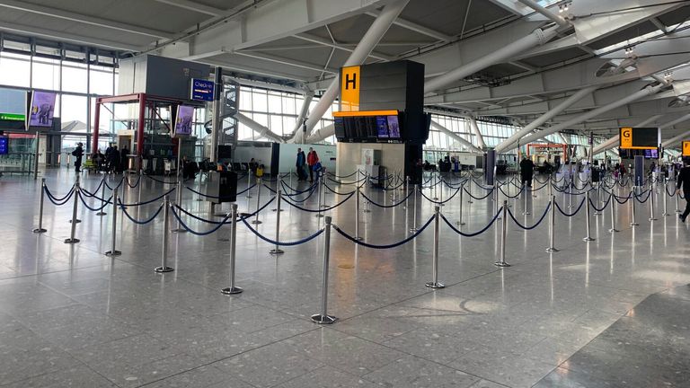 Heathrow Airport has been much quieter than usual due to the pandemic 