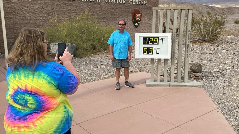 Temperatures in Death Valley, California reached a sweltering 129F (53C) this week