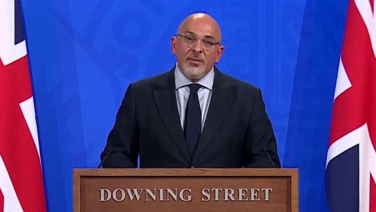 Nadhim Zahawi chairs a COVID briefing in Downing Street