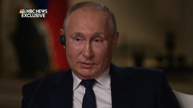 Vladimir Putin speaks to NBC News ahead of his meeting with Joe Biden. Pic: NBC News