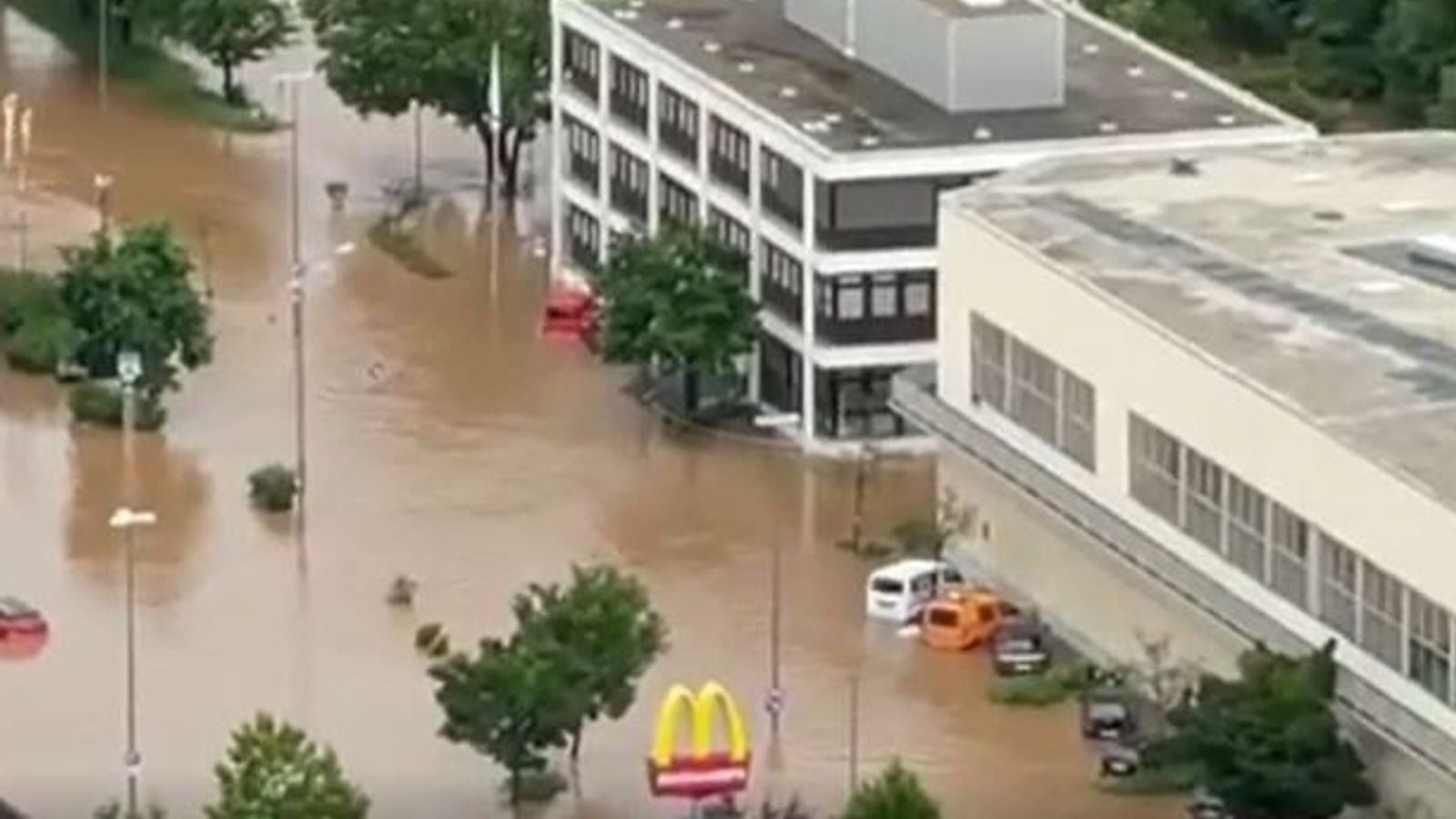 Flooded German town of Gerolstein seen from above | World ...