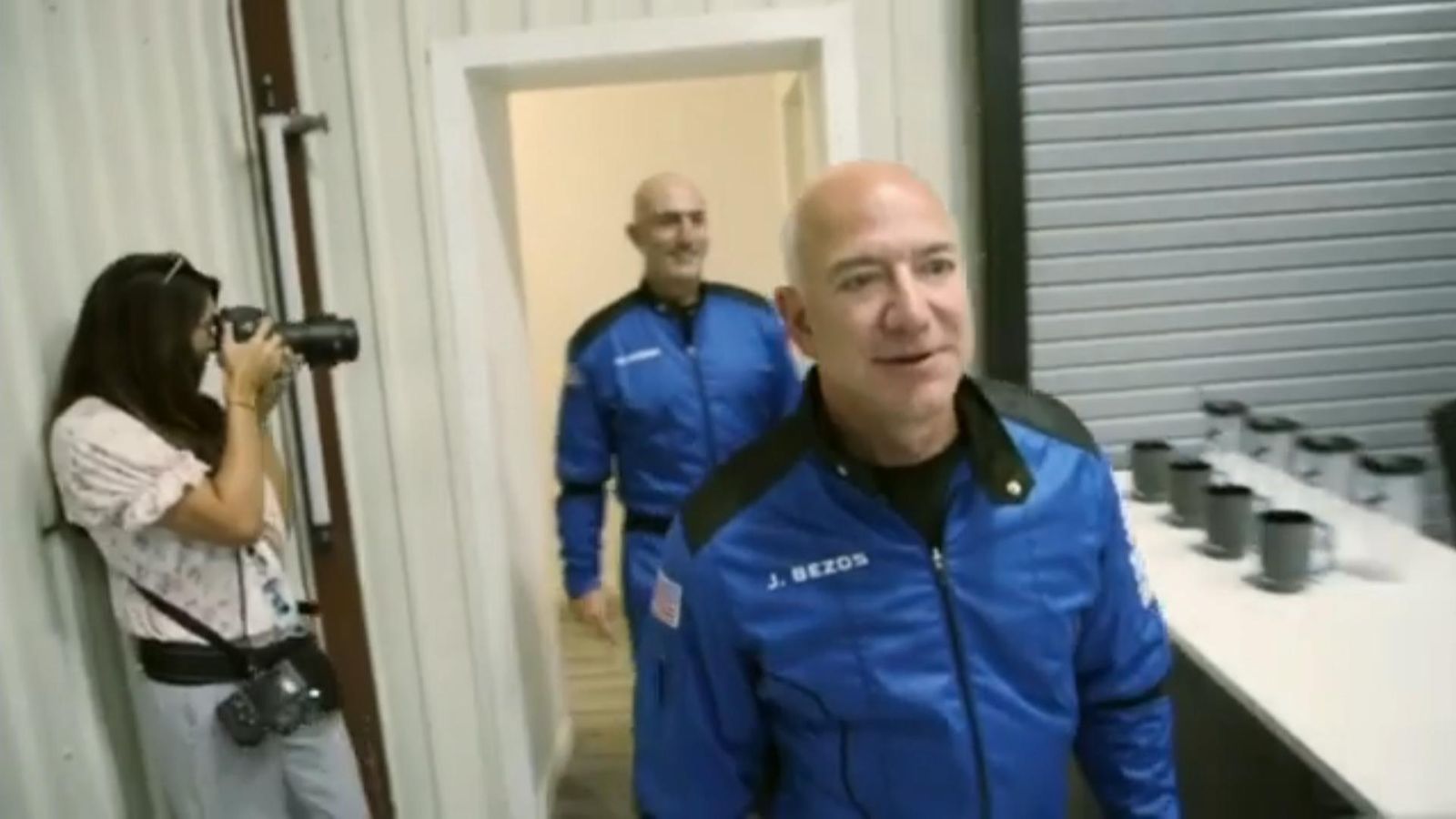 Jeff Bezos and crew in Blue Origin's New Shepherd simulation training ahead of space launch ...