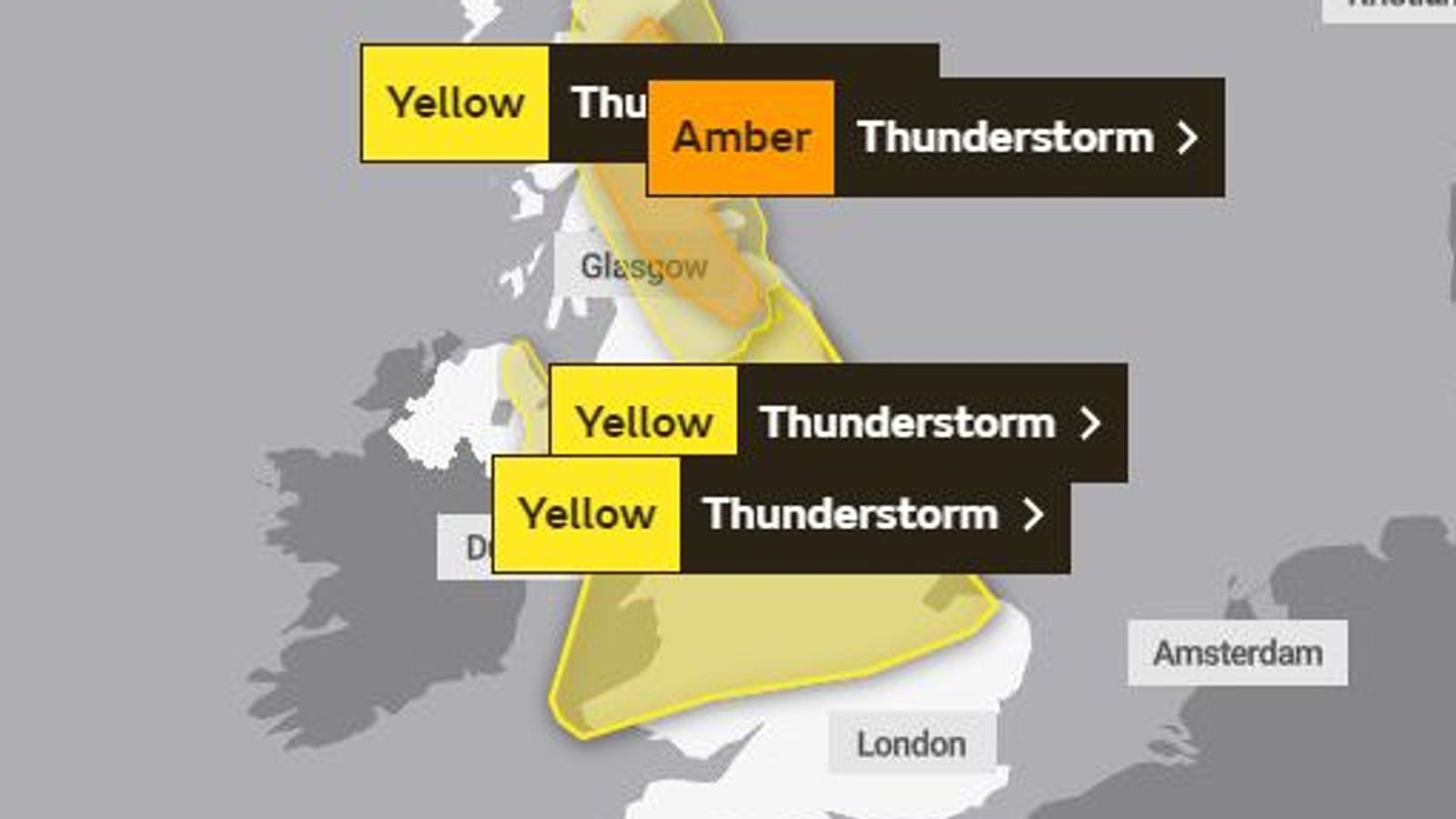 UK Weather: Thunderstorms And Heavy Rainfall To Hit Much Of Country As ...