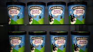 Tubs of Ben & Jerry&#39;s ice cream, a Unilever brand, are seen at their shop in London, Britain, October 5, 2020.