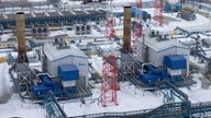 FILE PHOTO: A view shows a gas processing facility, operated by Gazprom company, at Bovanenkovo gas field on the Arctic Yamal peninsula, Russia May 21, 2019. Picture taken May 21, 2019. REUTERS/Maxim Shemetov/File Photo
