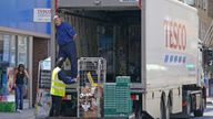 A delivery lorry outside a Tesco Express store in central London. Pressure is mounting on the Government to bring forward the date at which people who are double vaccinated against coronavirus can avoid self-isolation as emergency measures to protect food supplies were launched on Thursday. Picture date: Friday July 23, 2021.