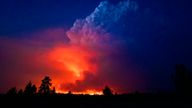 The Bootleg Fire in southern Oregon pictured on Wednesday Pic: AP 