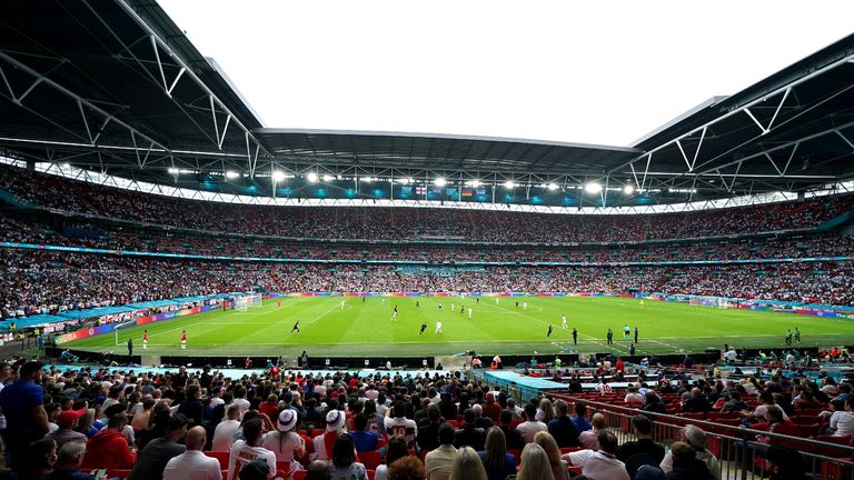 Vue générale de l'action lors de la ronde de 16 de l'UEFA Euro 2020 au stade de Wembley, à Londres.  Photo date : mardi 29 juin 2021.