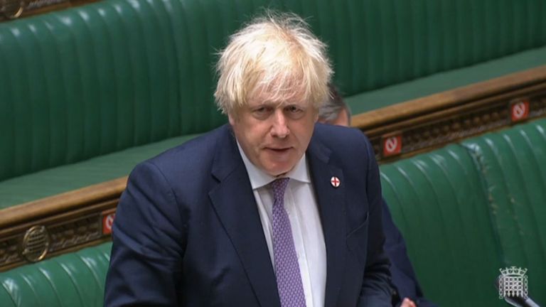 Prime Minister Boris Johnson speaks during Prime Minister's Questions in the House of Commons, London. Picture date: Wednesday July 7, 2021.