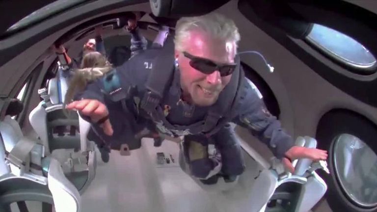 Richard Branson goes weightless
