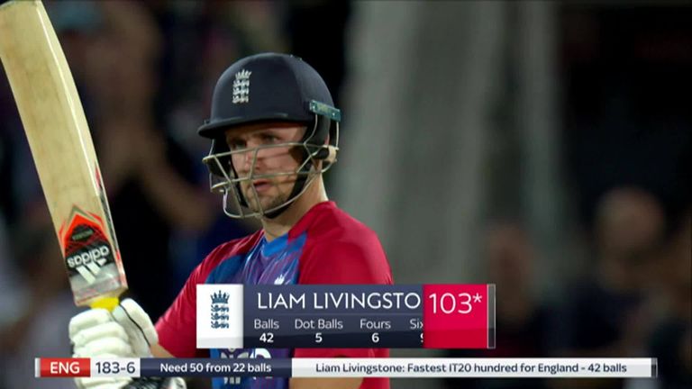 Livingstone reached three figures at Trent Bridge with a massive six!