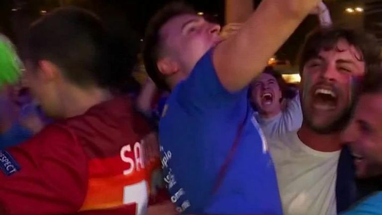 Italy fans celebrate Euros win