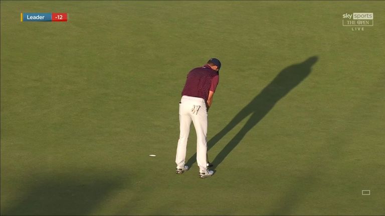 Jordan Spieth fell three strokes off lead at The Open after missing a two-foot putt to save par on the final hole of his third round