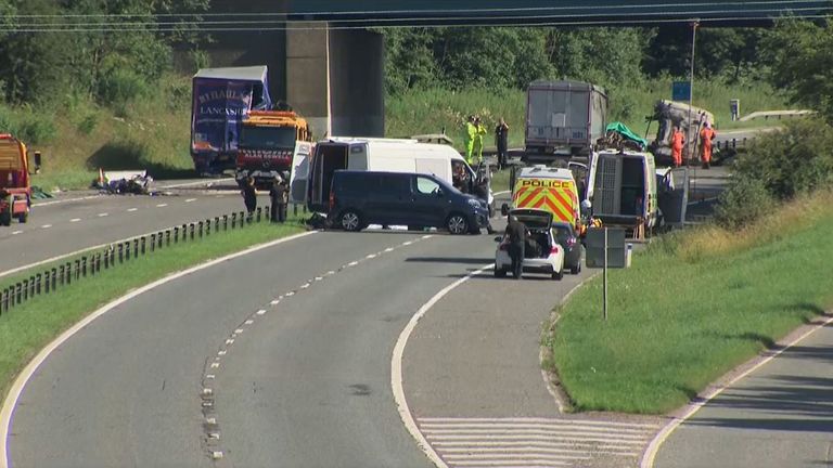 Police at scene of accident on the A1