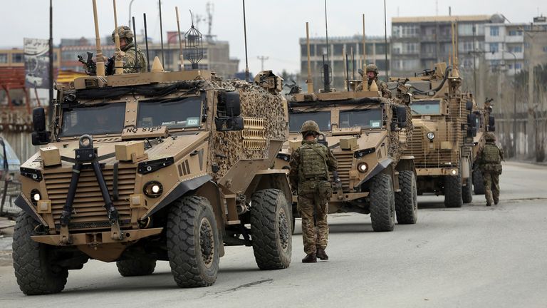 British soldiers with NATO-led Resolute Support Mission forces in Kabul in March