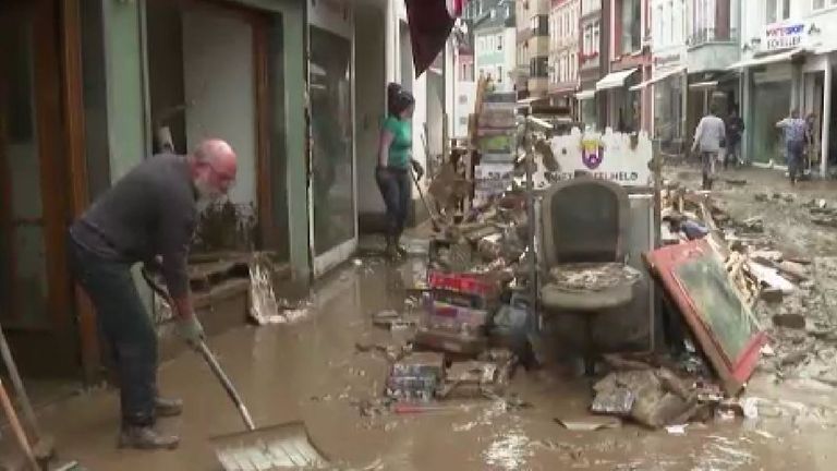 People in Ahrweiler start to clear up