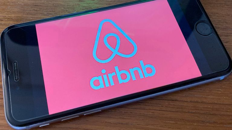 Photo by: STRF/STAR MAX/IPx 2020 12/9/20 airbnb to launch their IPO later this month. 12/9/20 An airbnb logo shot off an iphone 6s.


