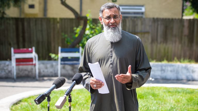 Radical preacher Anjem Choudary speaks to the media in Ilford, east London, after restrictions on him speaking in public following his release from prison came to an end. Picture date: Monday July 19, 2021.

