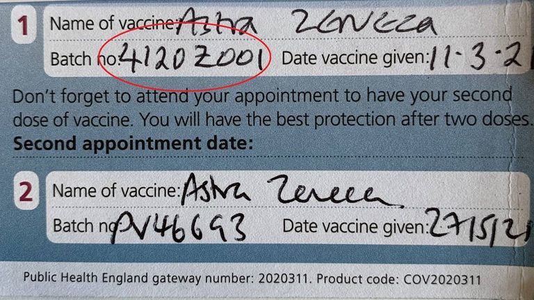 Pfizer vaccine batch number