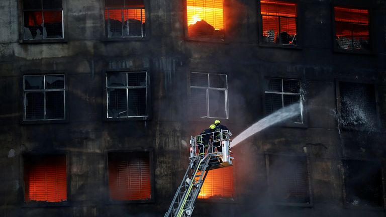 The fire broke out on Thursday evening and firefighters were still tackling the blaze on Friday morning