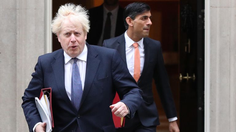 Prime Minister Boris Johnson (left) and Chancellor of the Exchequer Rishi Sunak leave 10 Downing Street London, ahead of a Cabinet meeting at the Foreign and Commonwealth Office.