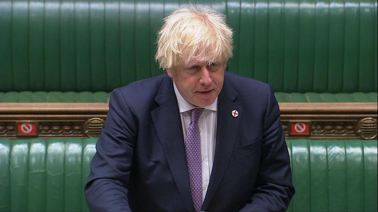 Prime Minister Boris Johnson at PMQs