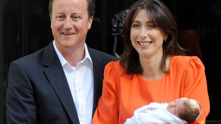 Prime Minister David Cameron and his wife Samantha with their baby daughter Florence Rose Endellion Cameron outside 10 Downing Street, central London, following their return to London after their summer holiday in Cornwall.
