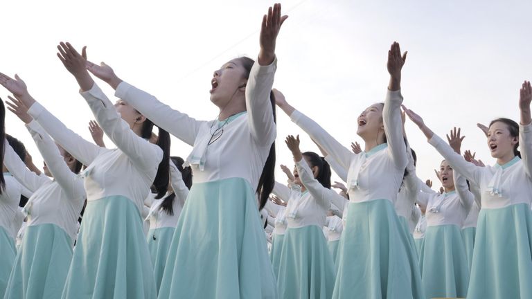 People during the Chinese Communist Party&#39;s 100th birthday party