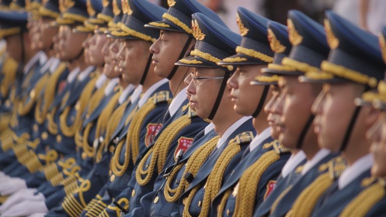 There was a large military presence at Tiananmen Square