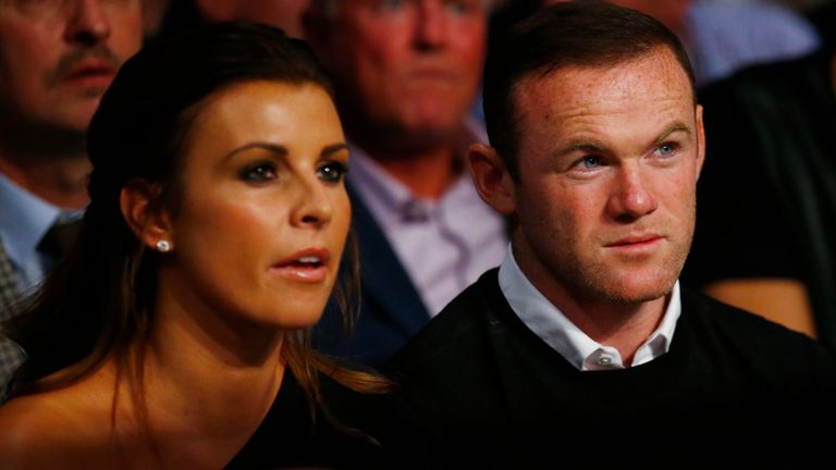 Wayne Rooney and wife Coleen watch the Anthony Crolla v Jorge Linares fight in 2016