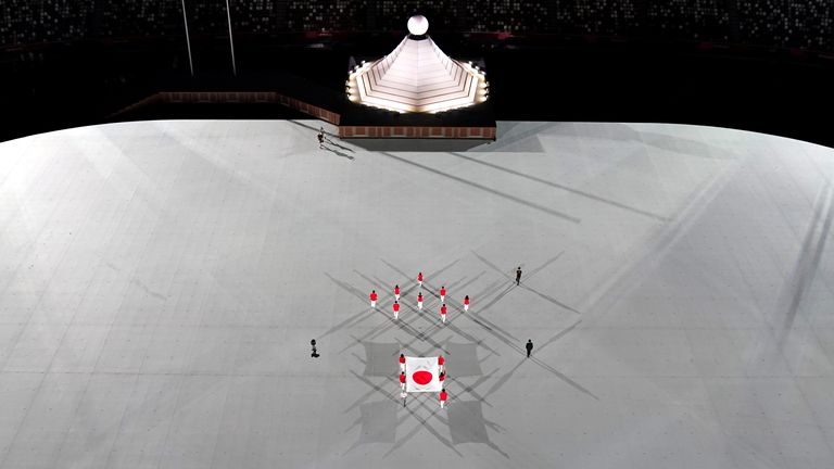 The Japanese flag was not only carried by athletes but a paramedic, representing the key workers who have worked through the pandemic