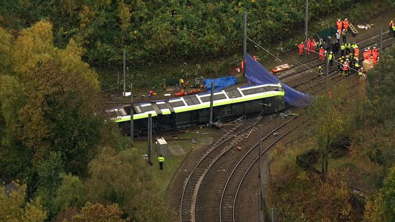 Aerials of the Croydon tram crash