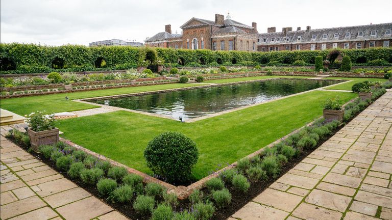 The lawn around the pond has been extended