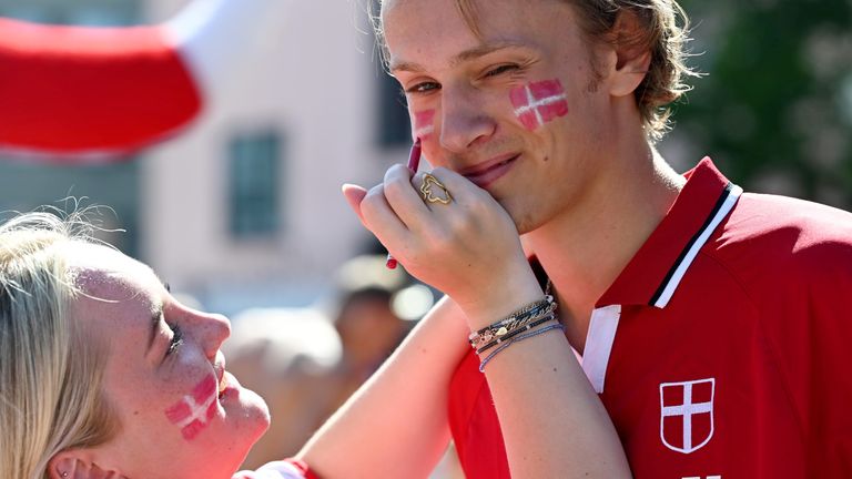 Denmark fans prepare for the game in Copenhagen