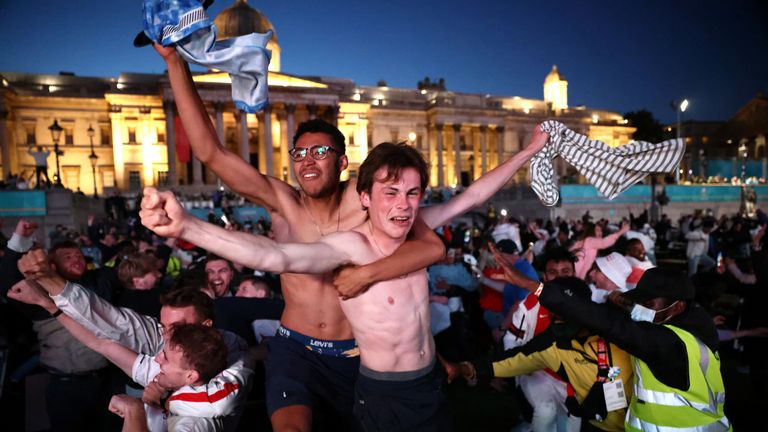 England fans were in ecstasy in Trafalgar Square