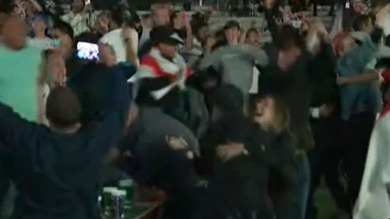 Total pandemonium in Trafalgar Square as England score after penalty 